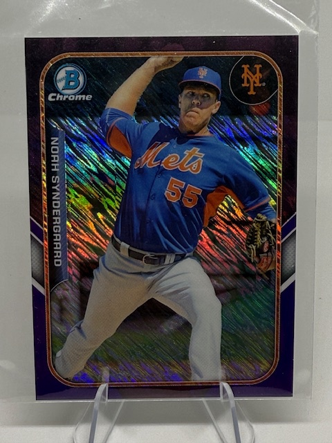 2015 Bowman - The Farm's Finest Minis Purple Shimmer Refractor Noah Syndergaard #FFM-NS SN250 front