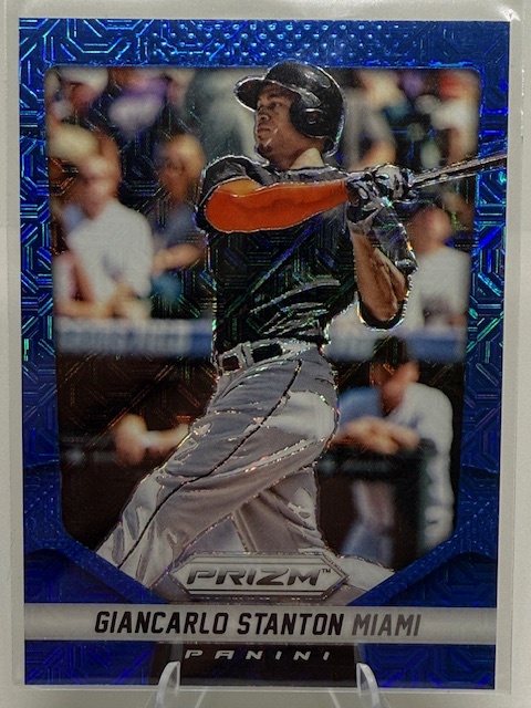 2014 Panini Prizm - Prizms Blue Mojo Giancarlo Stanton #136 SN75 front