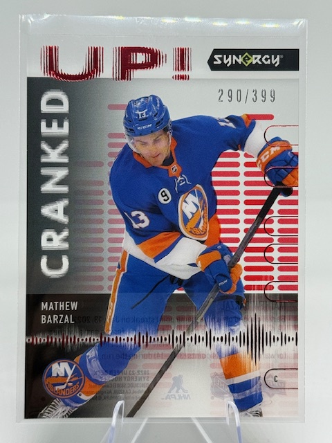 2022-23 Upper Deck Synergy - Cranked Up Red Mathew Barzal #CU-MB SN399 front