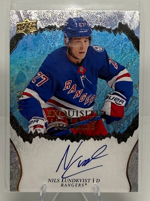 2021-22 Upper Deck Ice - Exquisite Collection Rookie Signatures Nils Lundkvist #R-NL AU, SN99 front
