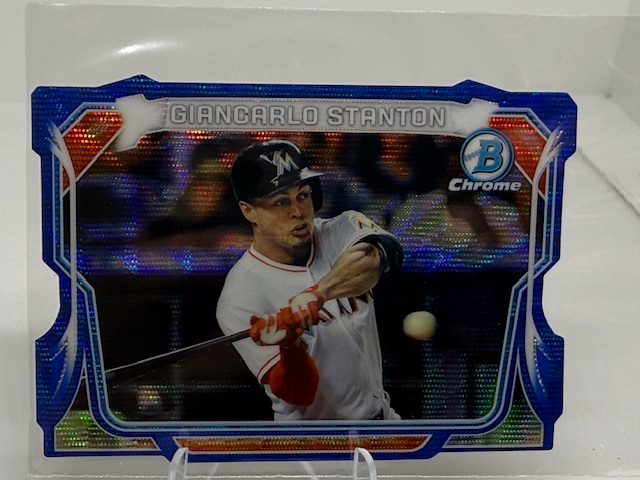 2014 Bowman Chrome - Mini Die Cut Blue Wave Refractors Giancarlo Stanton #MC-GST SN99 front