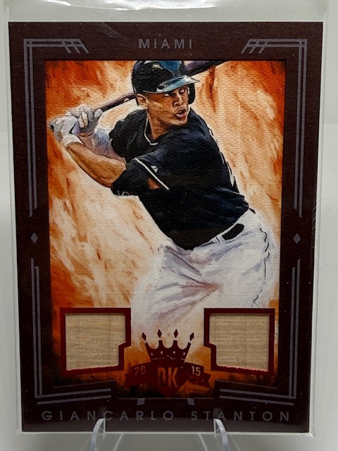 2015 Panini Diamond Kings - DK Framed Red Materials Giancarlo Stanton #58 MEM, SN99 front