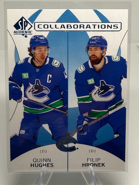 2024-25 SP Authentic - Collaborations Blue Quinn Hughes / Filip Hronek #C-24 front
