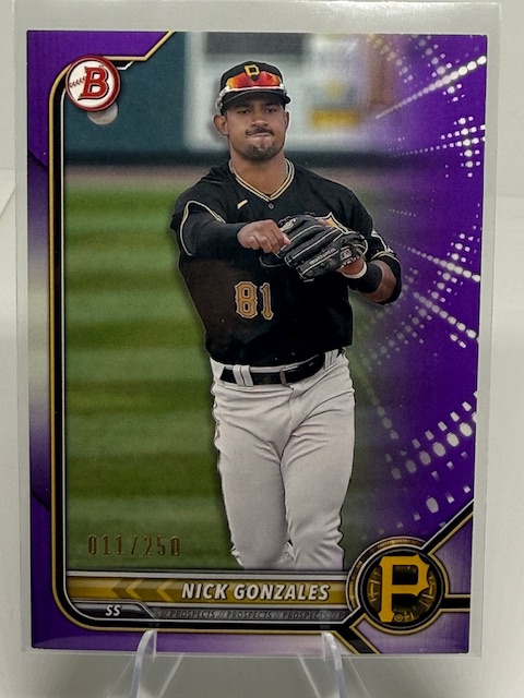2022 Bowman - Prospects Purple Nick Gonzales #BP-77 SN250 front