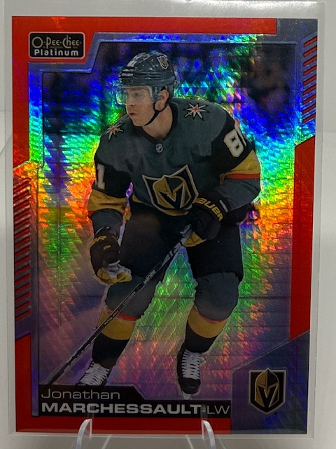 2020-21 O-Pee-Chee Platinum - Red-Prism Jonathan Marchessault #60 SN199 front