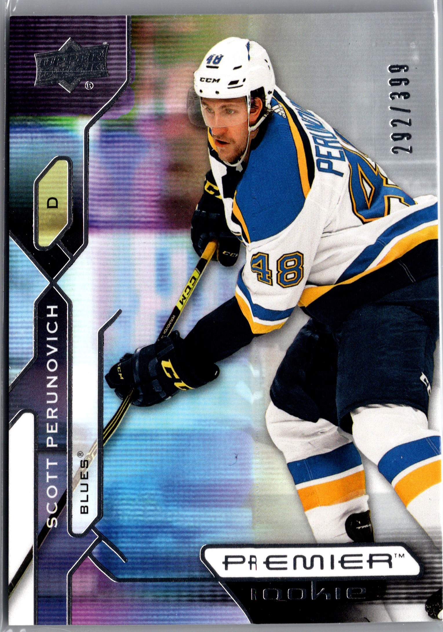 2021-22 Upper Deck Premier Scott Perunovich #121 RC, SN399 front
