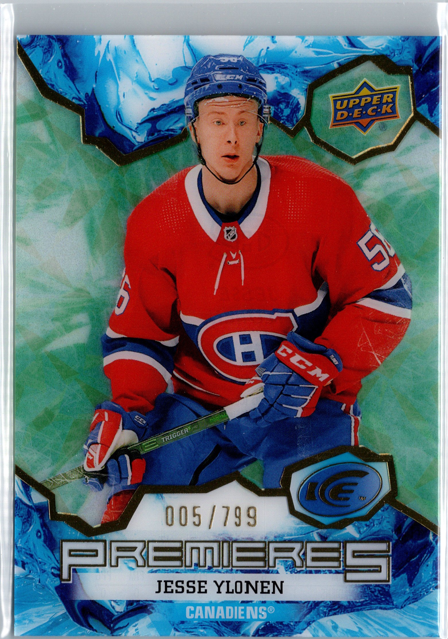 2021-22 Upper Deck Ice - Green Jesse Ylonen #209 RC, SN799 front