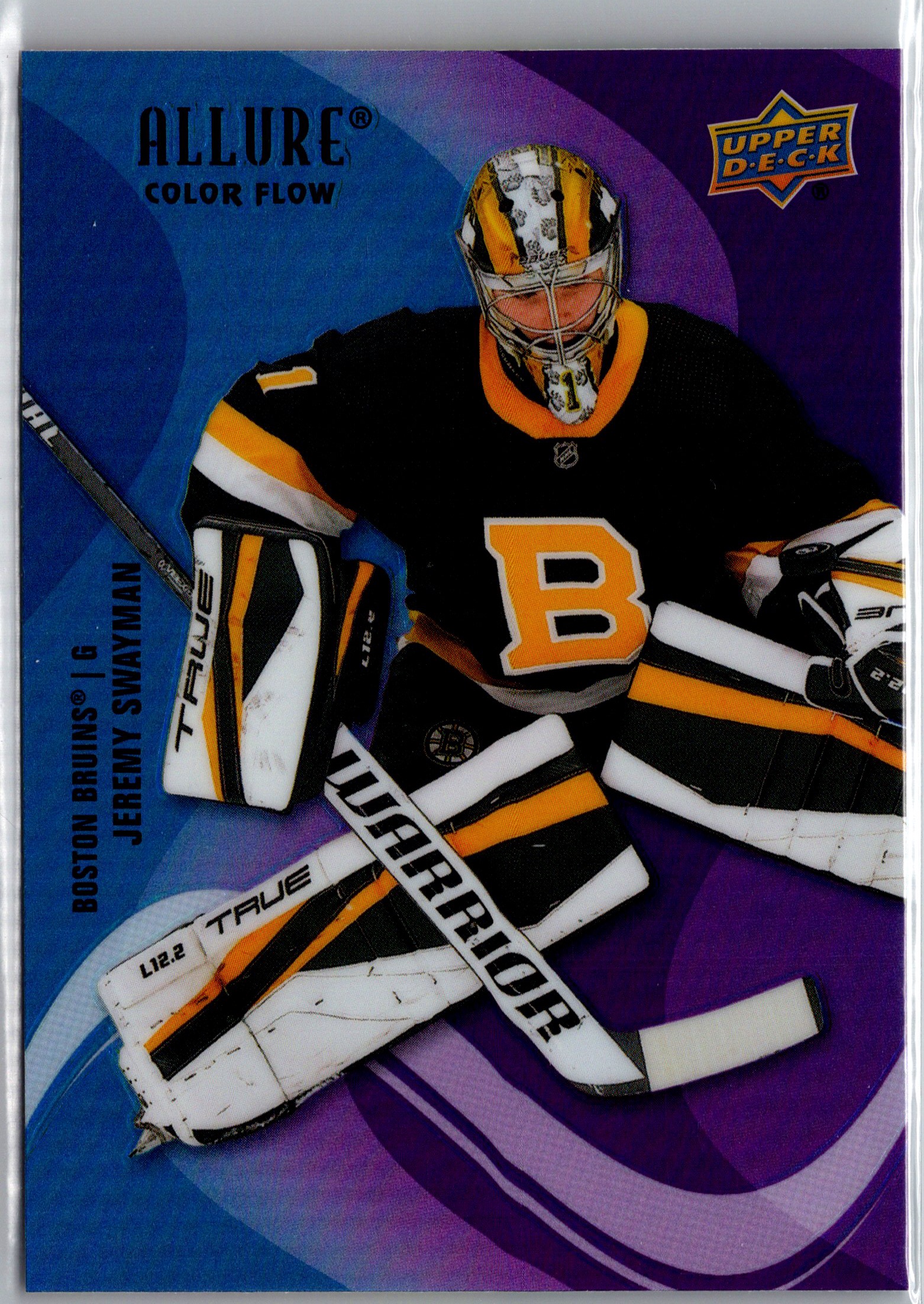 2022-23 Upper Deck Allure - Color Flow Blue-Purple Jeremy Swayman #SF-88 front