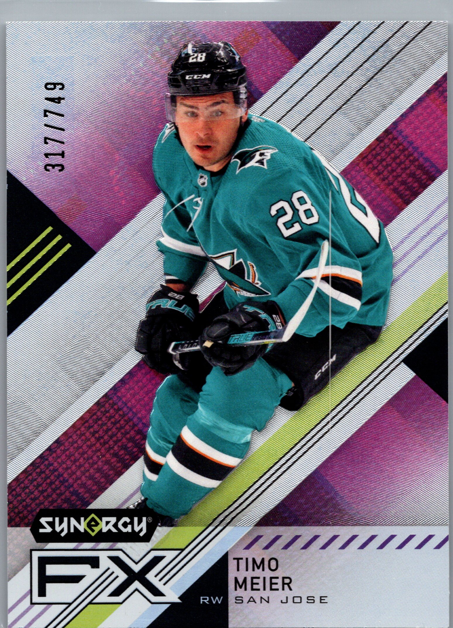 2021-22 Upper Deck Synergy - Synergy FX Timo Meier #FX-TM SN749 front