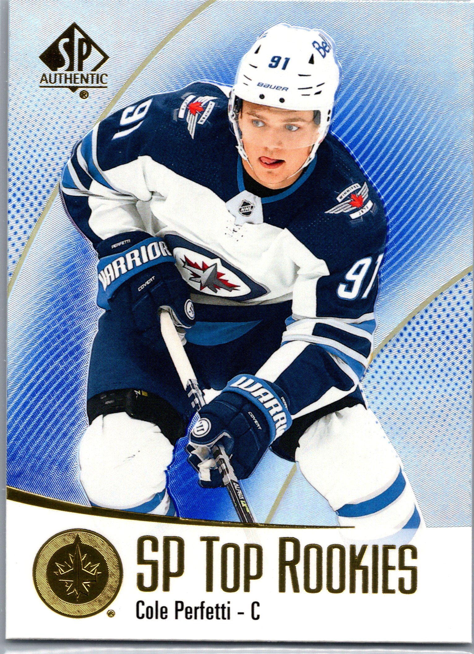 2021-22 SP Authentic - SP Top Rookies Blue Cole Perfetti #TR-33 front