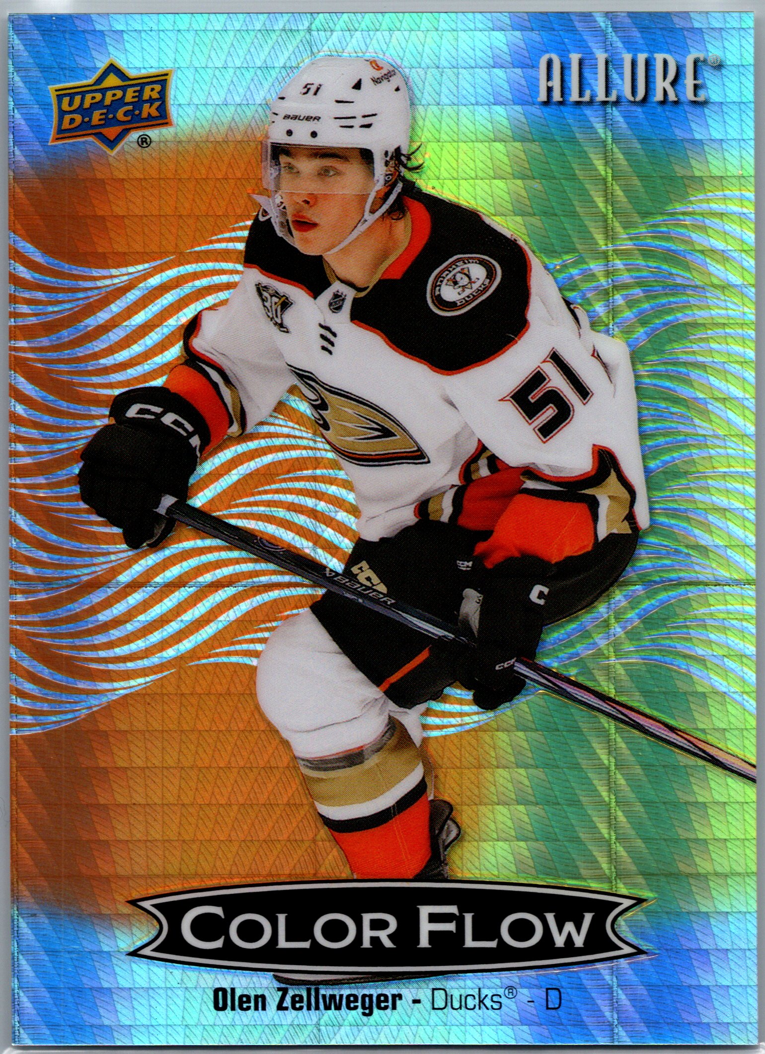 2024-25 Upper Deck Allure - Color Flow Orange-Yellow Spectrum Olen Zellweger #CFL-41 SN199 front