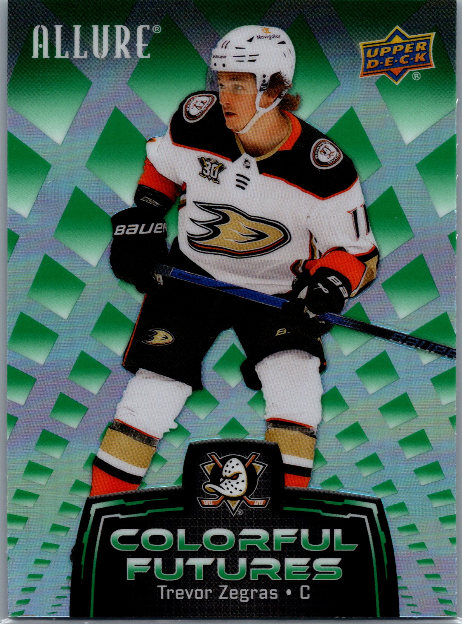 2024-25 Upper Deck Allure - Colorful Futures Green Trevor Zegras #CF-16 front