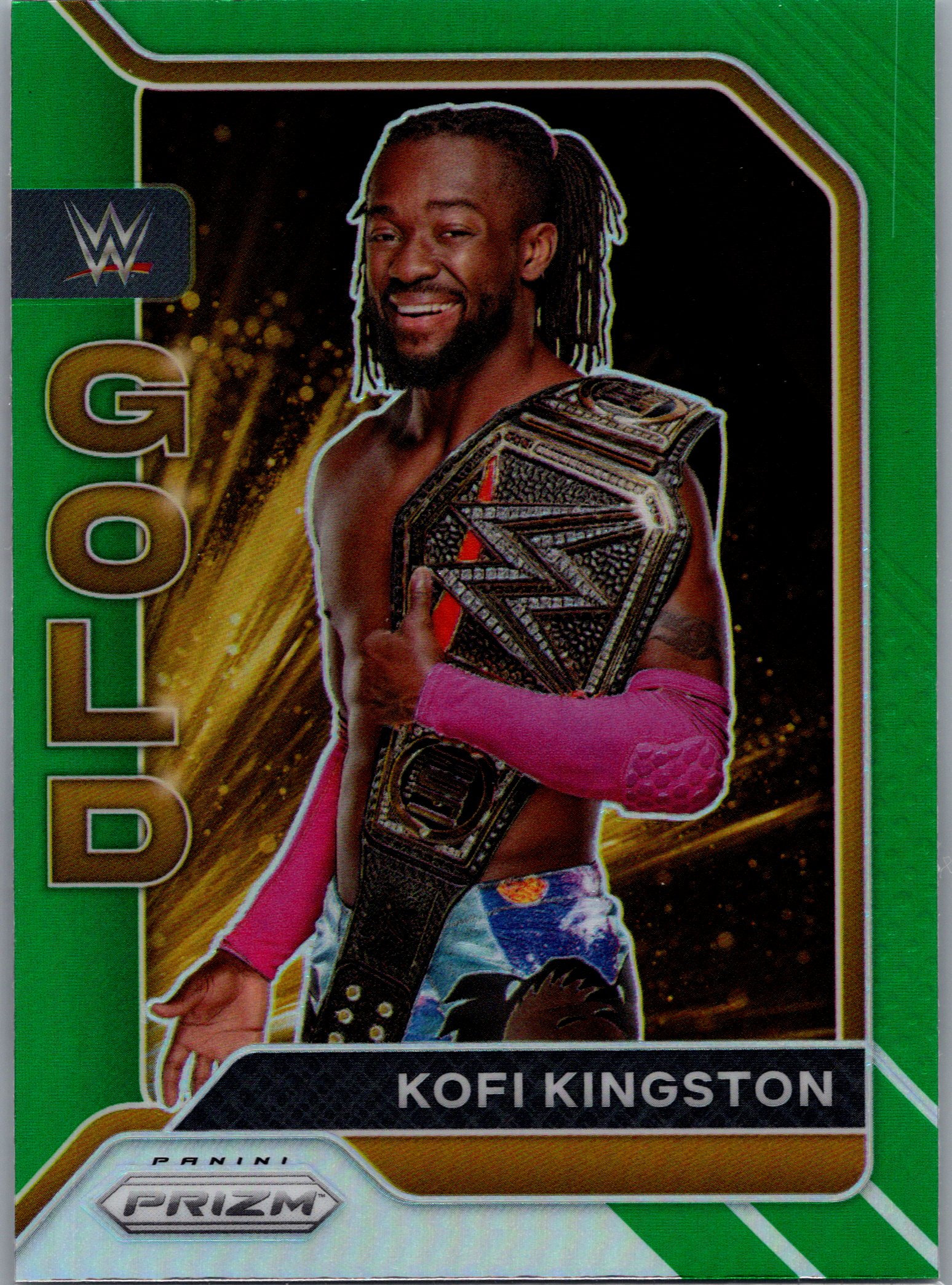 2022 Panini Prizm WWE - WWE Gold Green Kofi Kingston #12 front