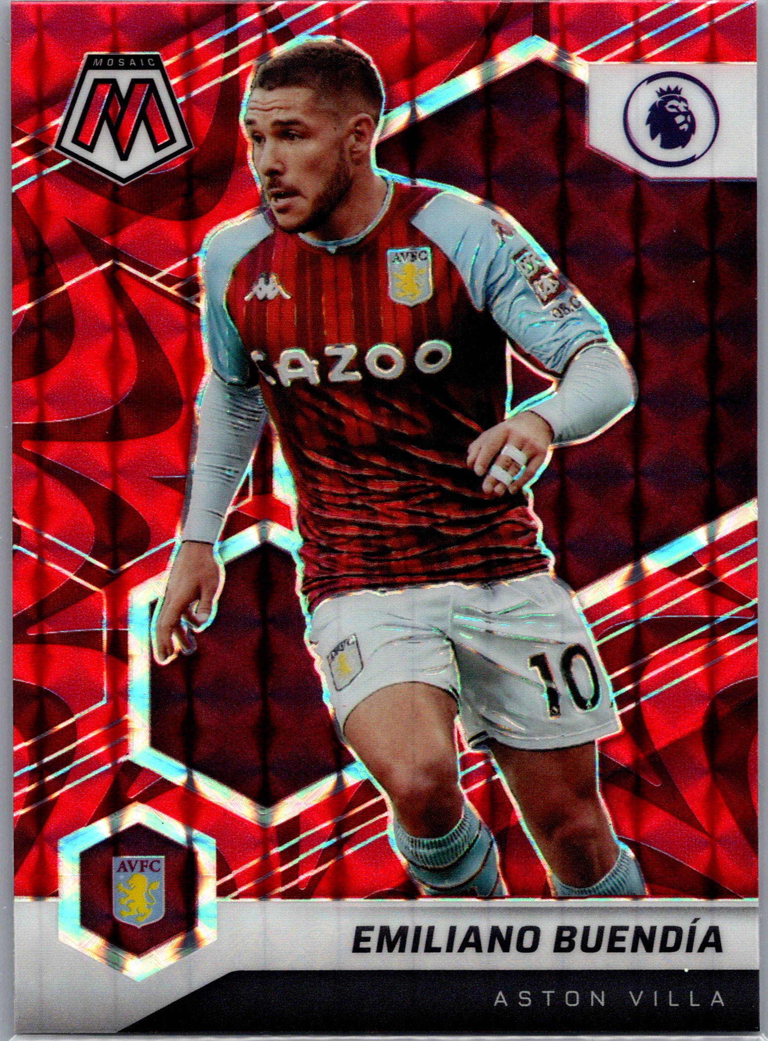 2021-22 Panini Mosaic Premier League - Mosaic Reactive Red Emiliano Buendia #124 front