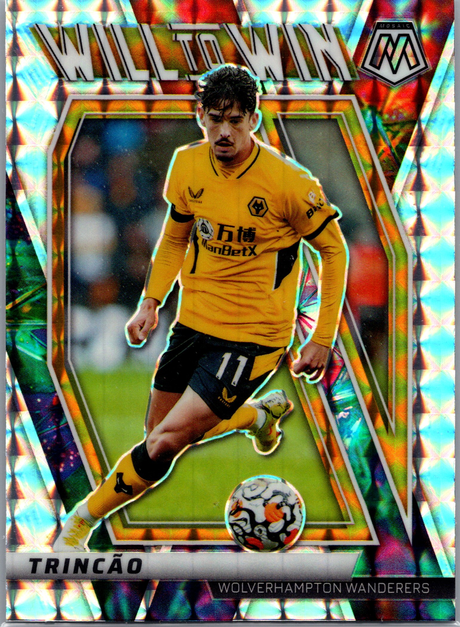 2021-22 Panini Mosaic Premier League - Will to Win Mosaic Trincao #6 front