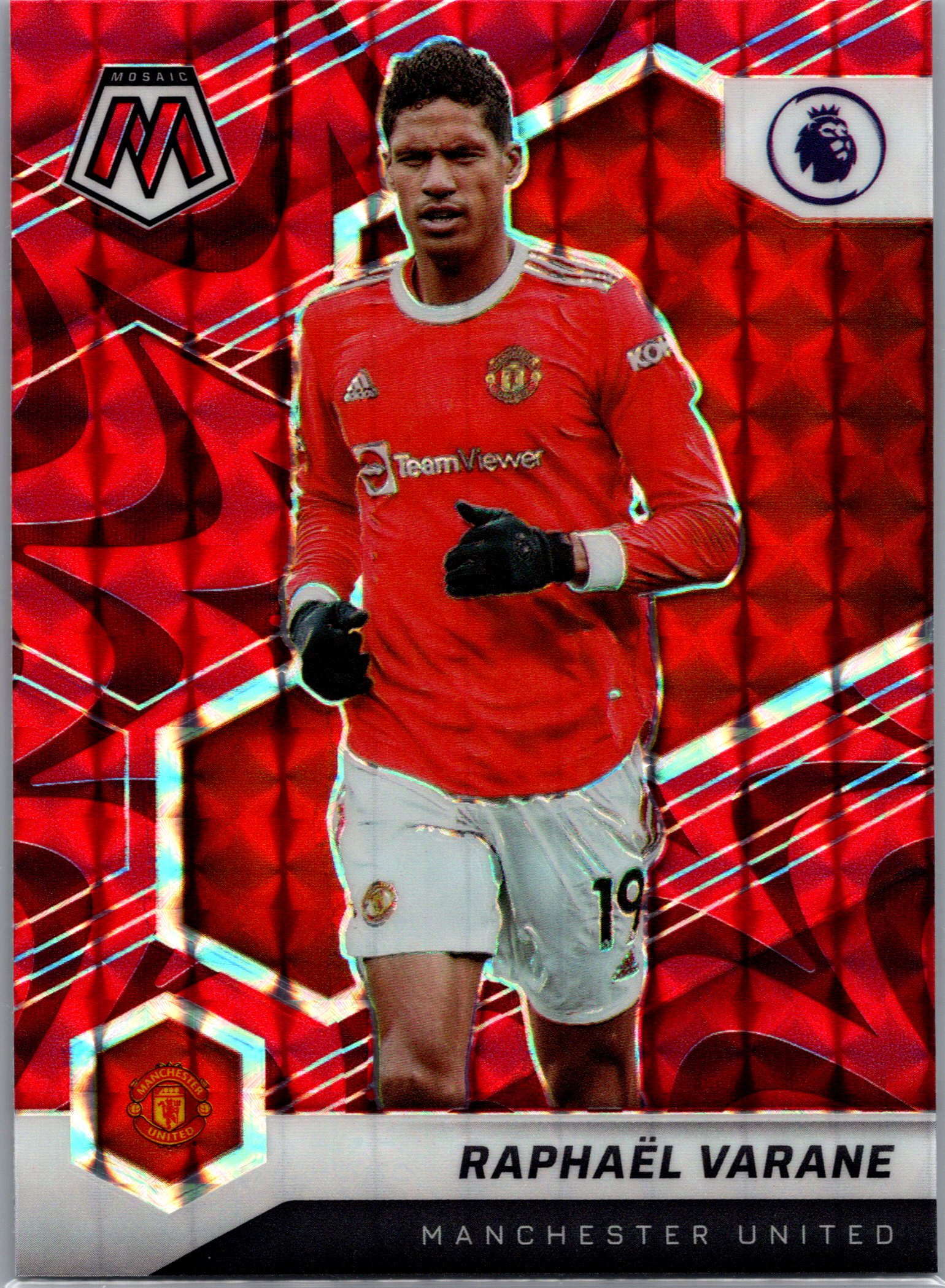 2021-22 Panini Mosaic Premier League - Mosaic Red Raphael Varane #150 front