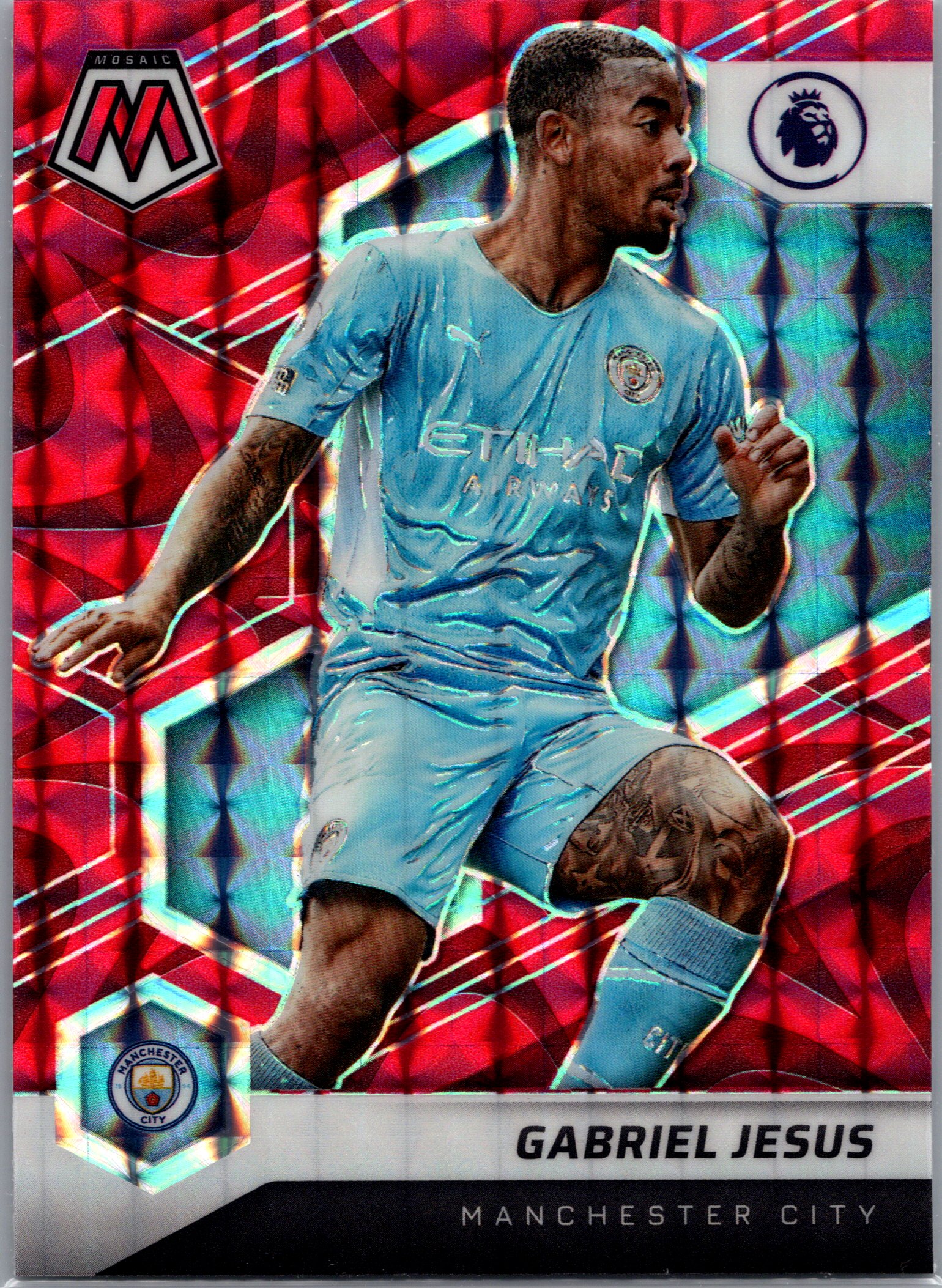 2021-22 Panini Mosaic Premier League - Mosaic Red Gabriel Jesus #14 front
