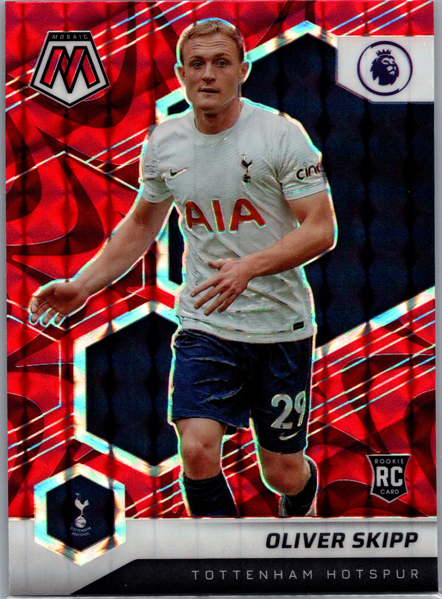 2021-22 Panini Mosaic Premier League - Mosaic Red Oliver Skipp #108 RC front