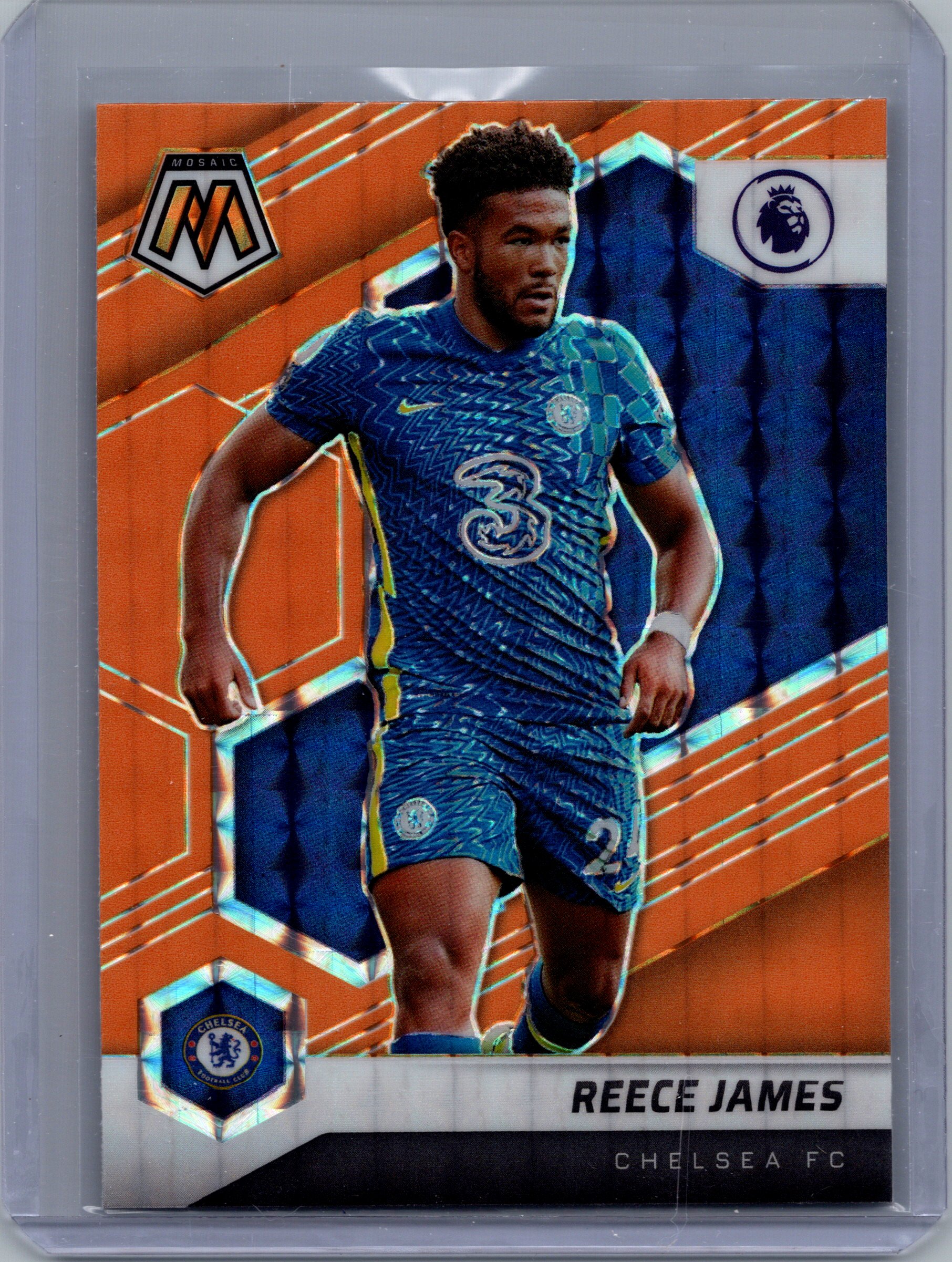 2021-22 Panini Mosaic Premier League - Mosaic Orange Fluorescent Reece James #7 front