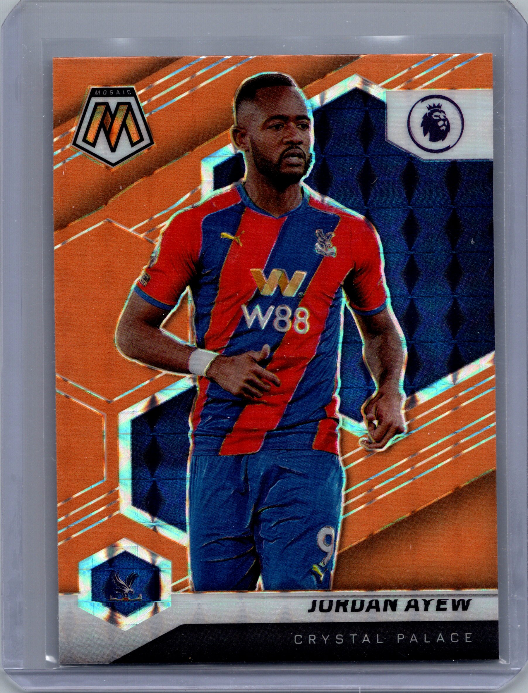 2021-22 Panini Mosaic Premier League - Mosaic Orange Fluorescent Jordan Ayew #134 front