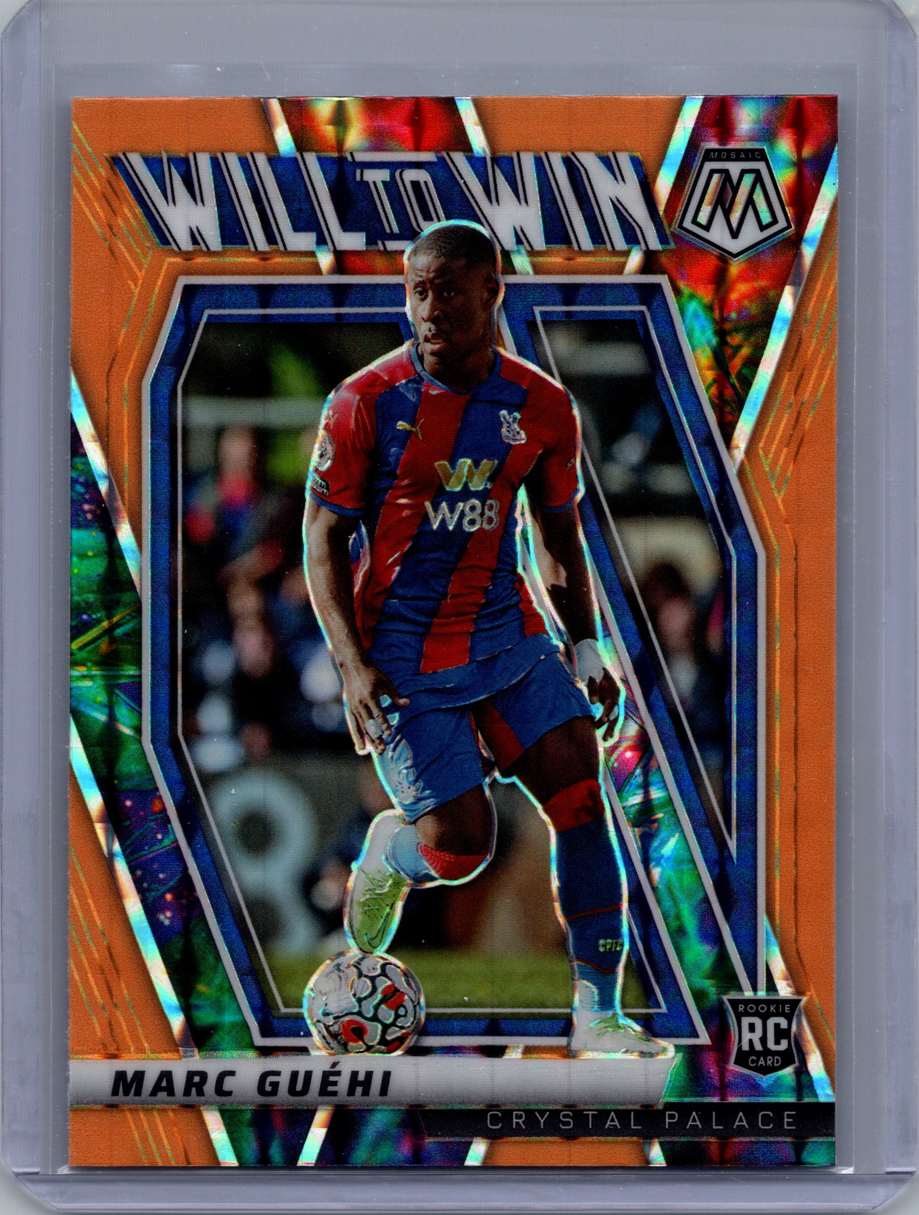 2021-22 Panini Mosaic Premier League - Will to Win Mosaic Orange Fluorescent Marc Guehi #27 front