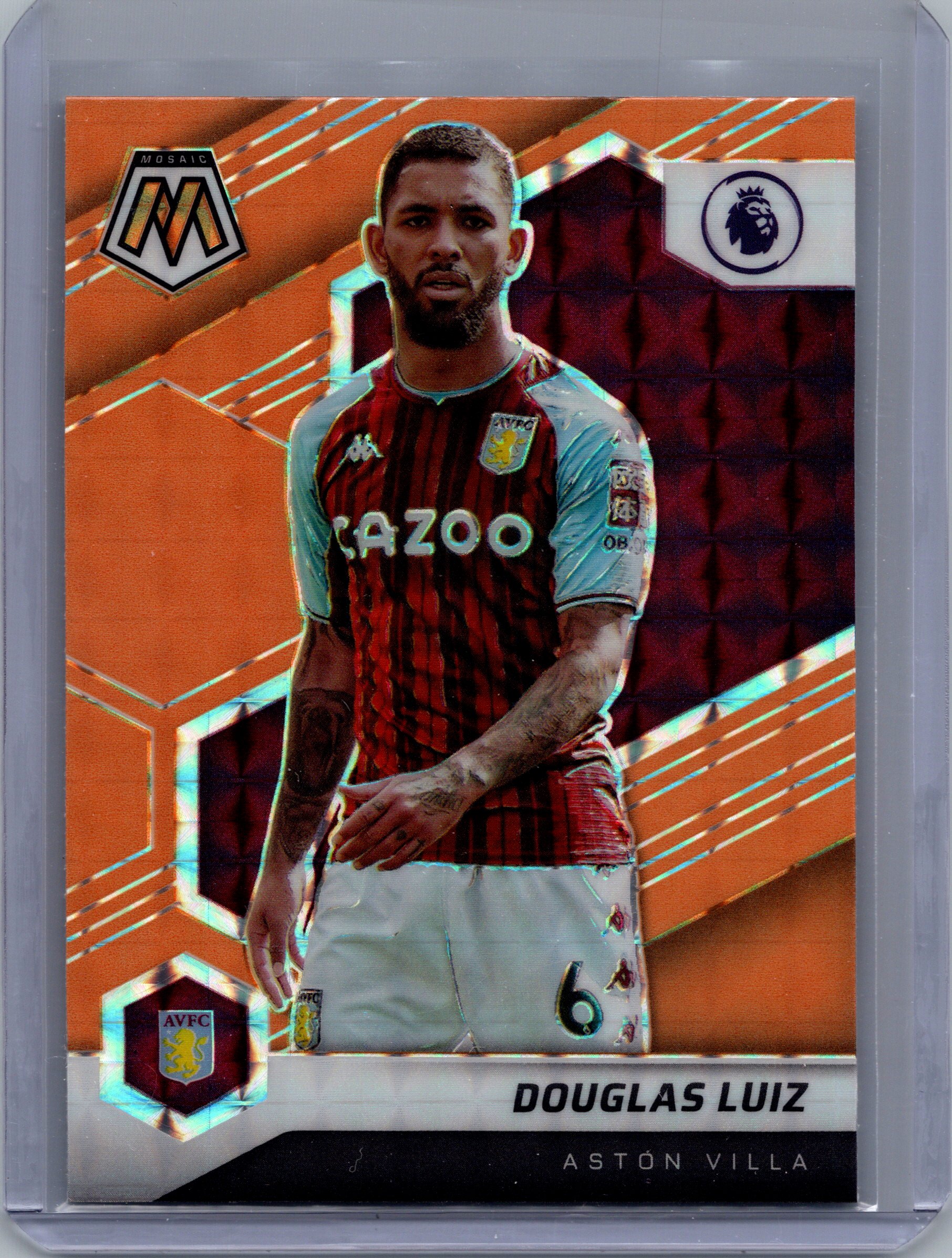 2021-22 Panini Mosaic Premier League - Mosaic Orange Fluorescent Douglas Luiz #123 front