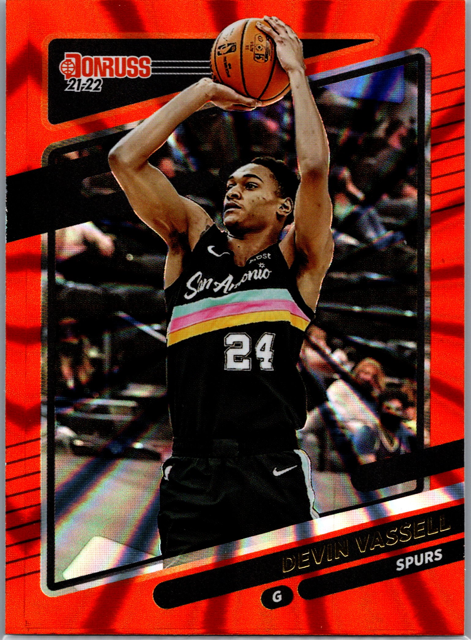 2021-22 Donruss - Holo Orange Laser Devin Vassell #15 front