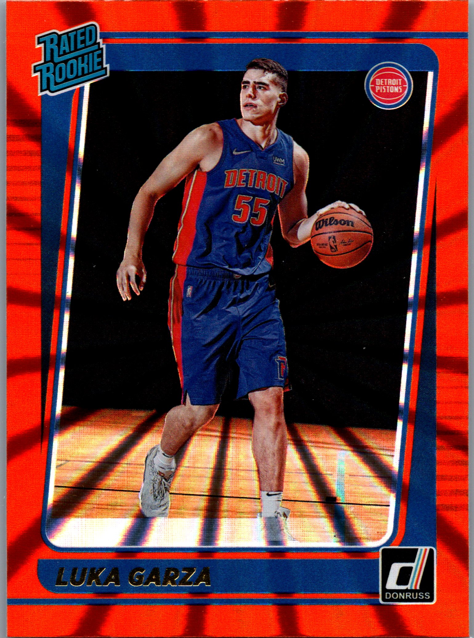 2021-22 Donruss - Holo Orange Laser Luka Garza #214 RC front
