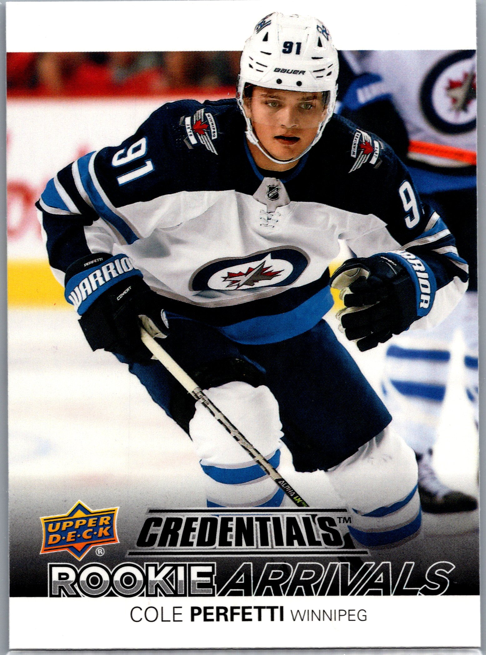 2021-22 Upper Deck Credentials - Rookie Arrivals Cole Perfetti #RA-15 front