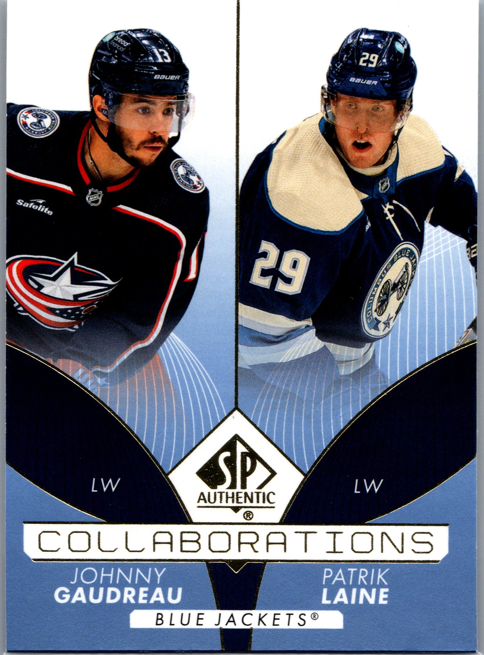 2022-23 SP Authentic - Collaborations Blue Johnny Gaudreau / Patrik Laine #C-13 front