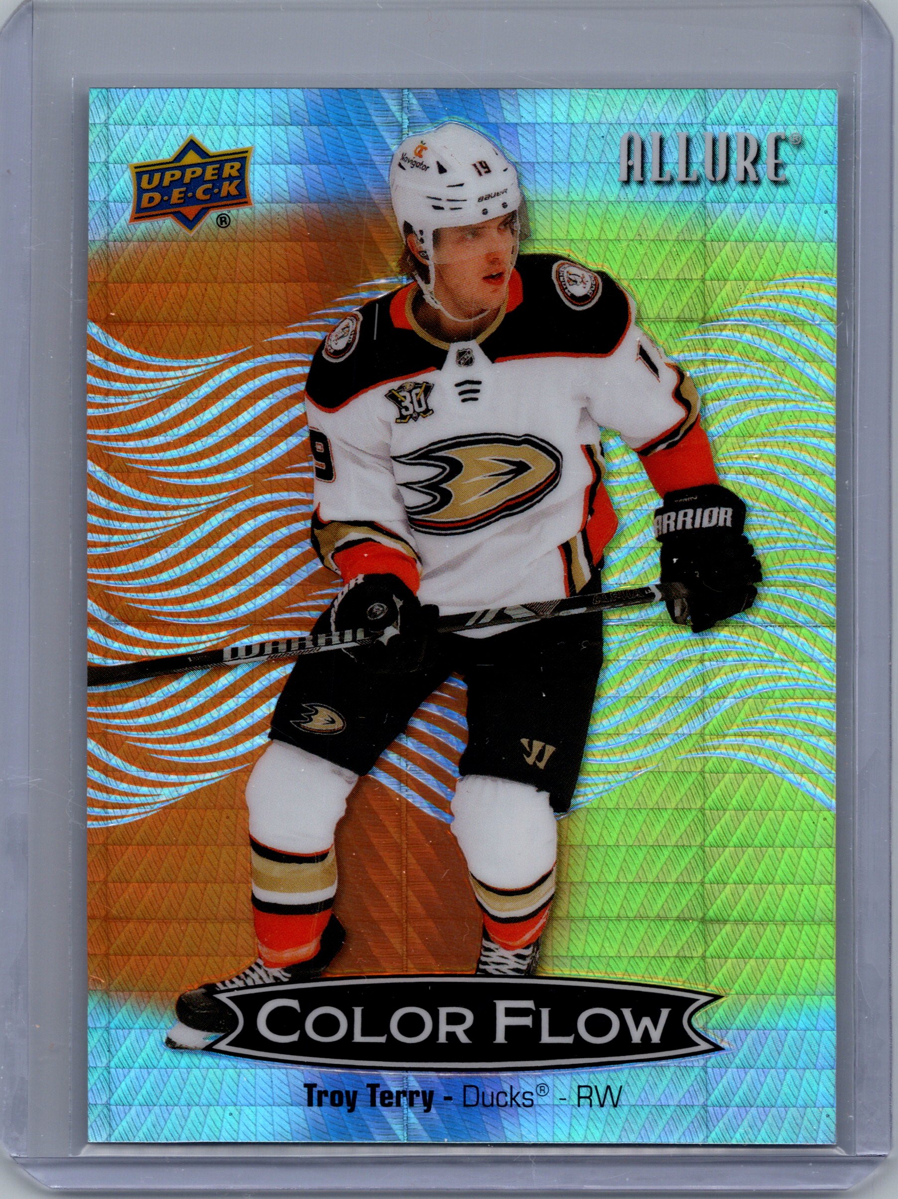 2024-25 Upper Deck Allure - Color Flow Orange-Yellow Spectrum Troy Terry #CFL-57 SN199 front
