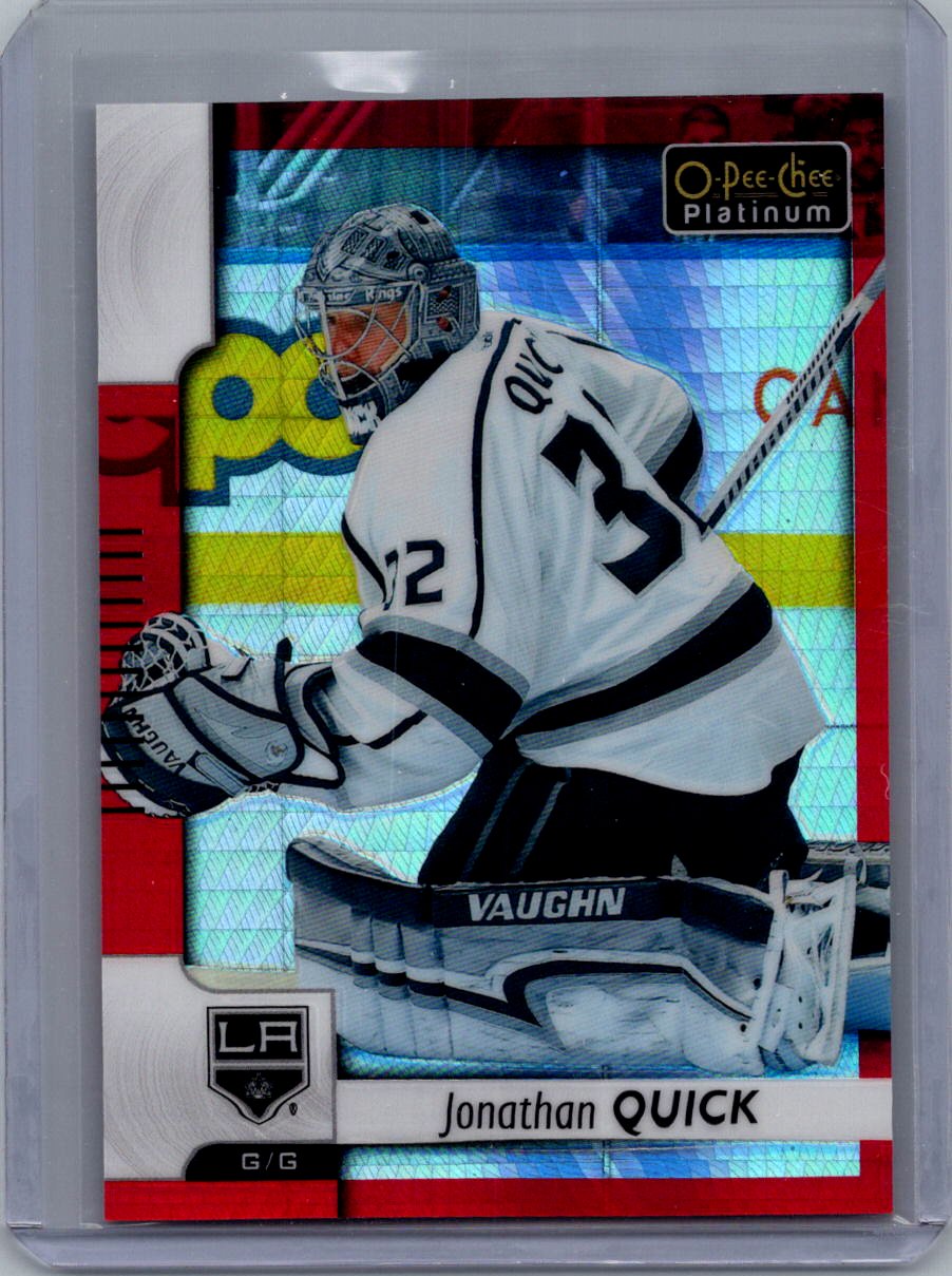 2017-18 O-Pee-Chee Platinum - Red-Prism Jonathan Quick #92 SN199 front