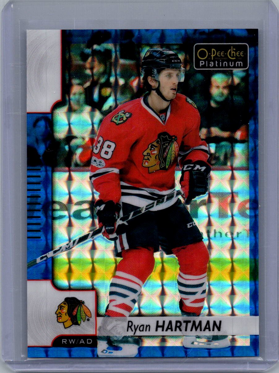2017-18 O-Pee-Chee Platinum - Royal-Blue-Cubes Ryan Hartman #68 SN99 front