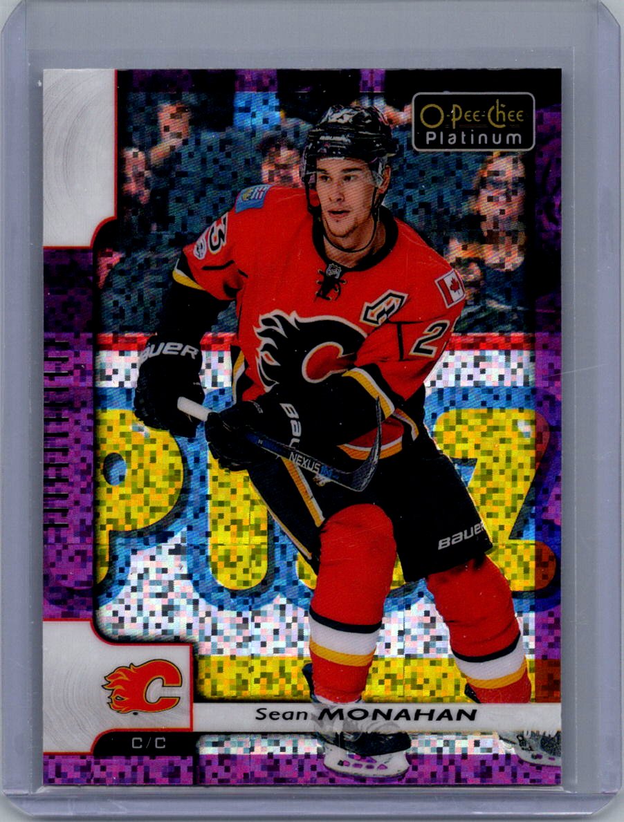 2017-18 O-Pee-Chee Platinum - Violet-Pixels Sean Monahan #21 front