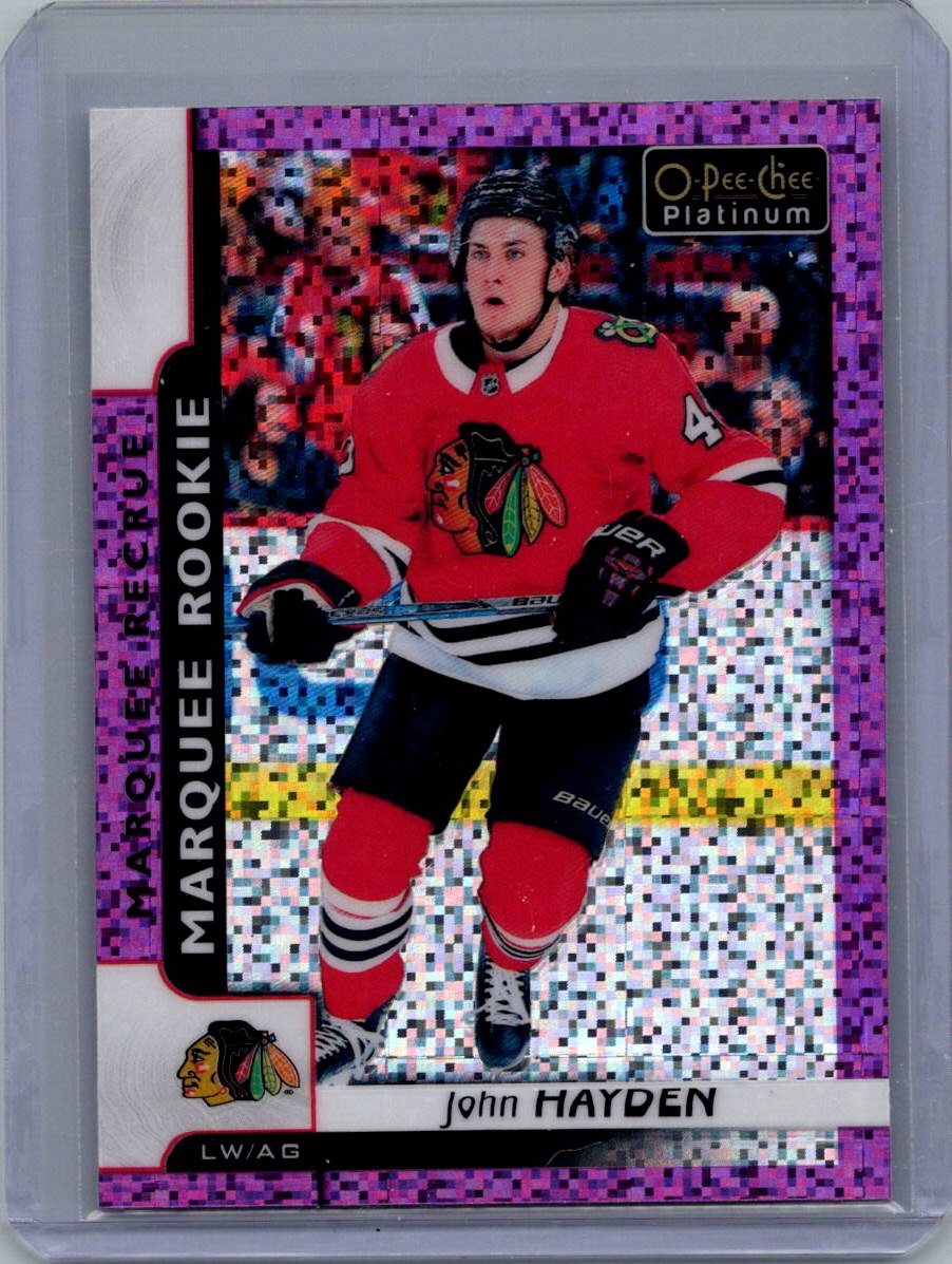 2017-18 O-Pee-Chee Platinum - Violet-Pixels John Hayden #189 front