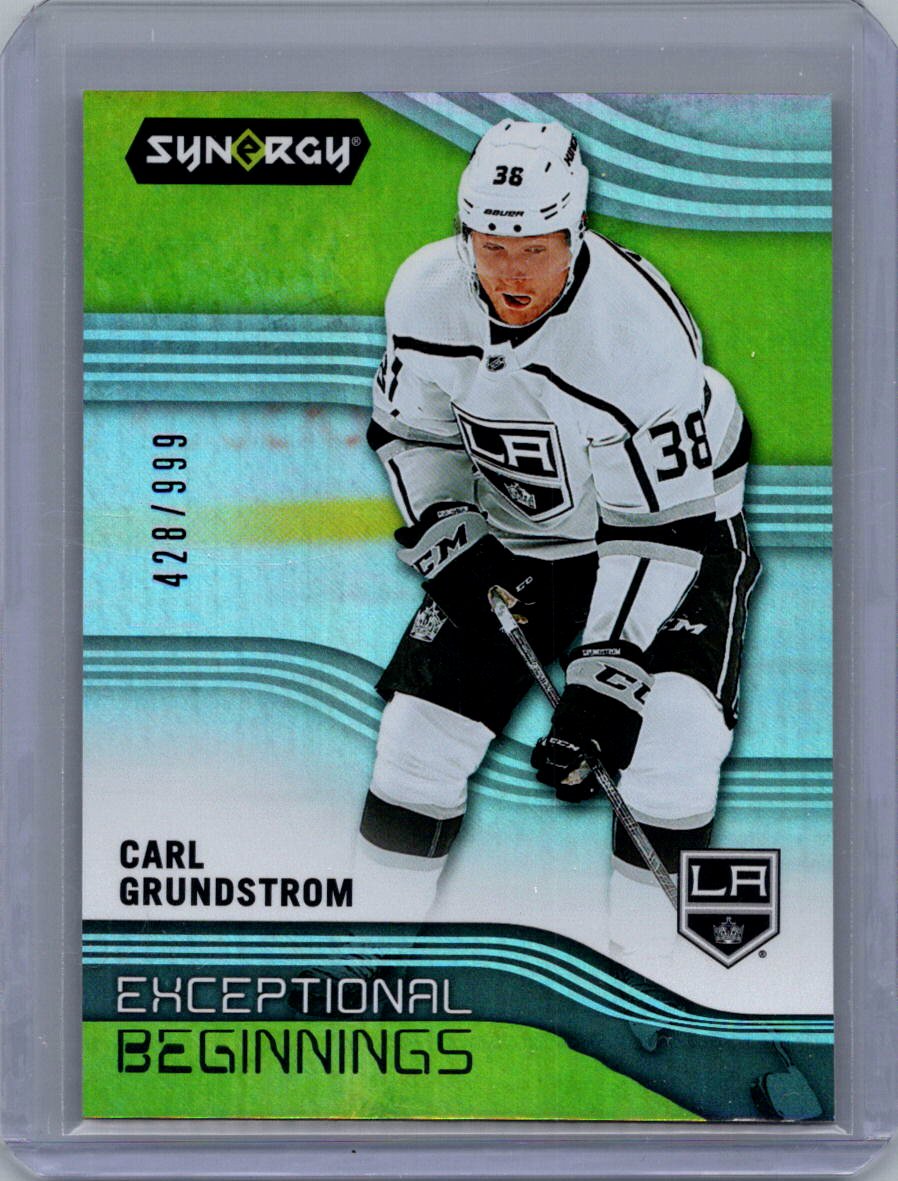 2019-20 Upper Deck Synergy: Exceptional Beginnings Carl Grundstrom #EB-7 SN999 front