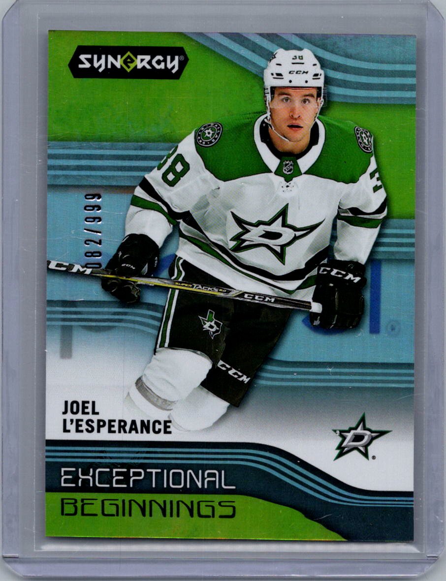 2019-20 Upper Deck Synergy: Exceptional Beginnings Joel L'Esperance #EB-18 SN999 front