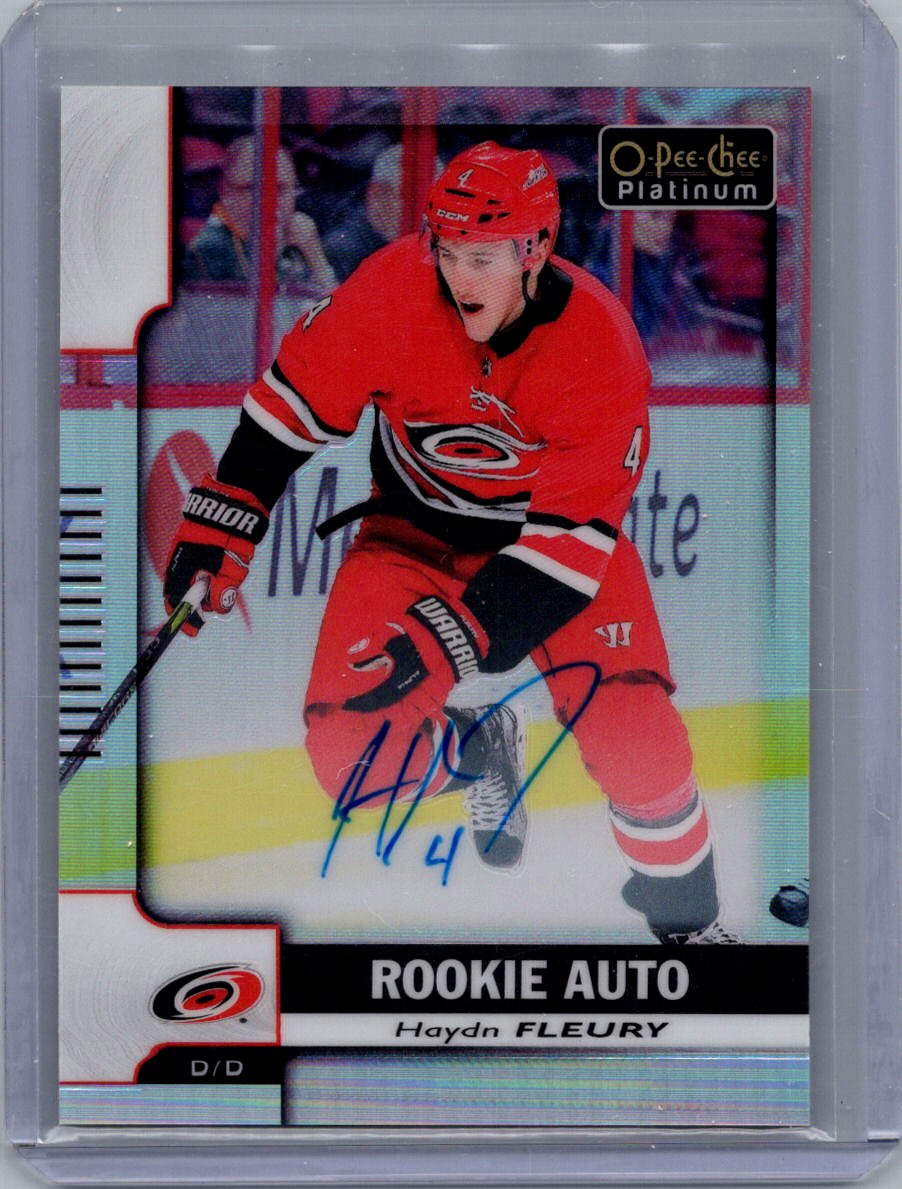 2017-18 O-Pee-Chee Platinum - Rookie-Autographs:-Rainbow Haydn Fleury #R-HF AU front