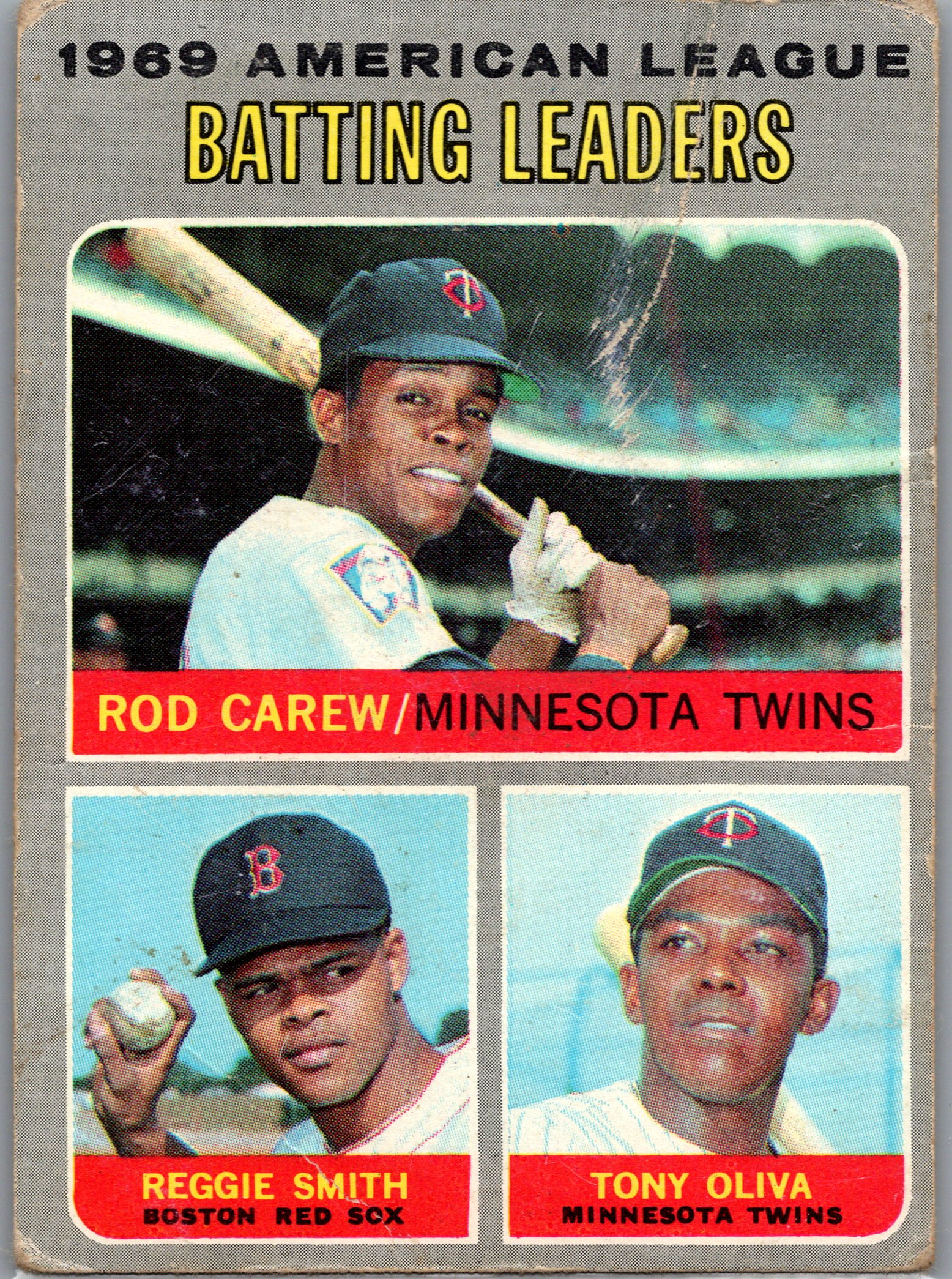 1970 Topps 1969 American League Batting Leaders (Rod Carew #62 front