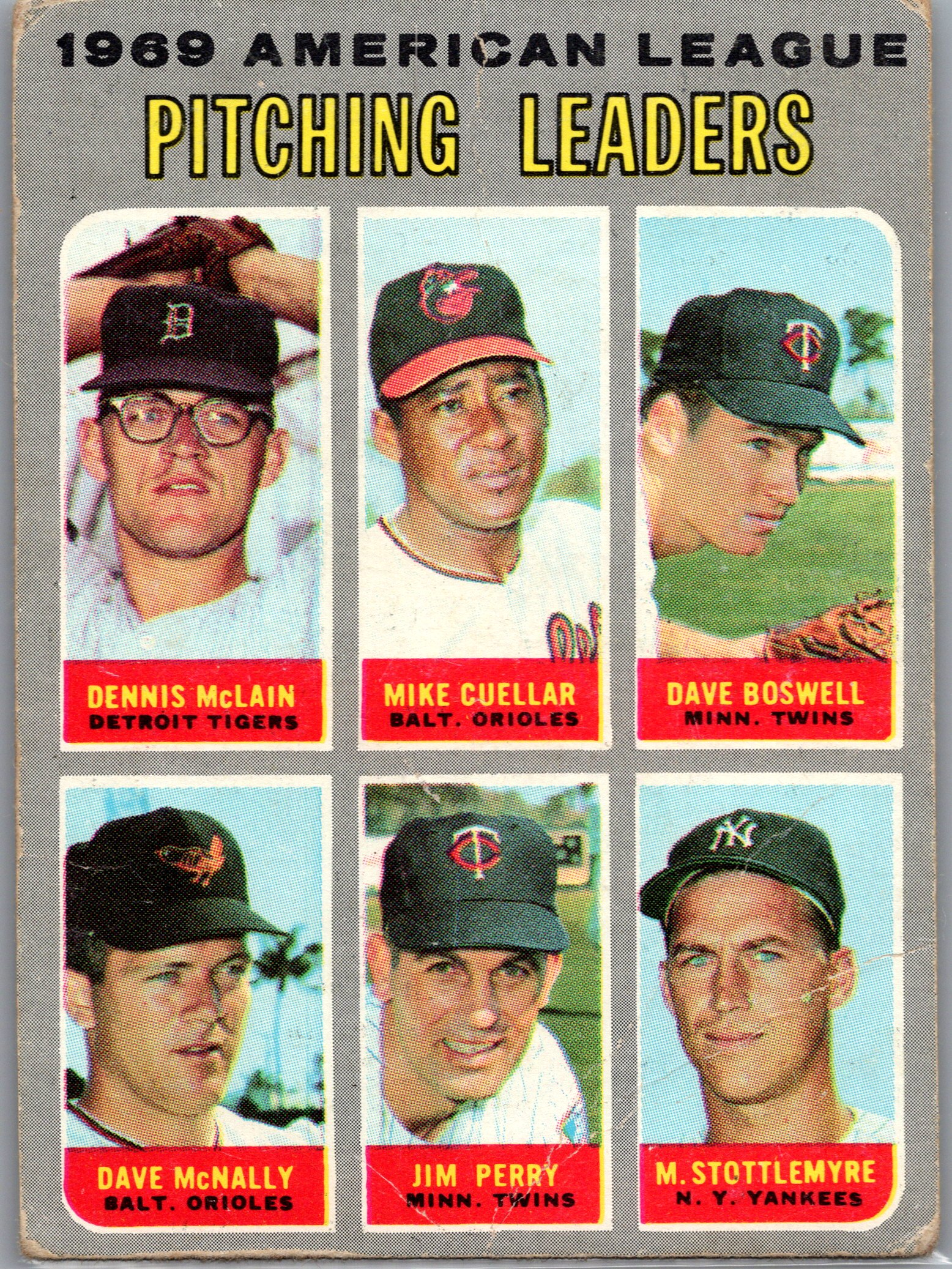1970 Topps 1969 American League Pitching Leaders (Denny McLain / #70 front