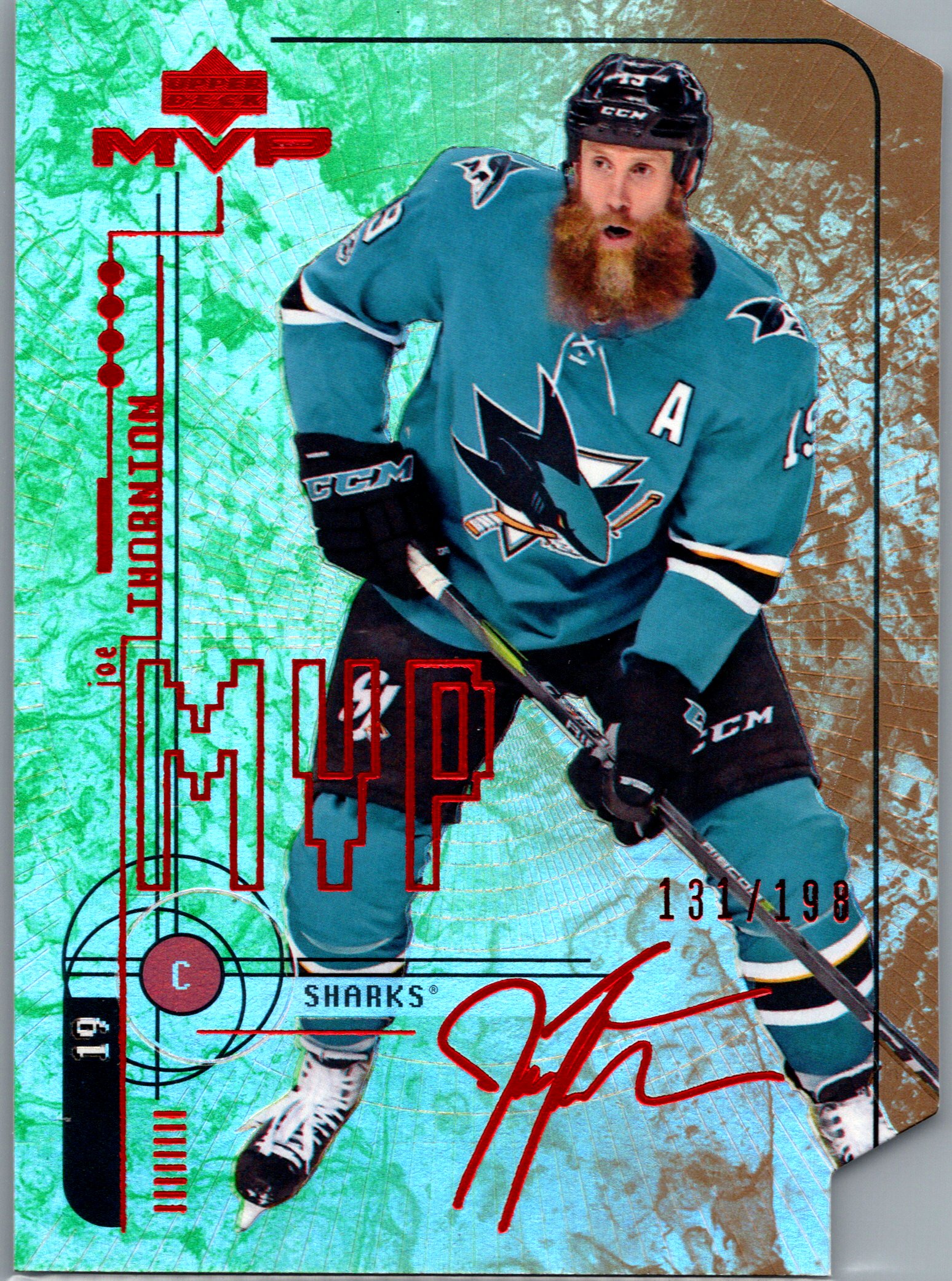 2018-19 Upper Deck MVP: 20th Anniversary Colors & Contours Joe Thornton #53 SN198 front
