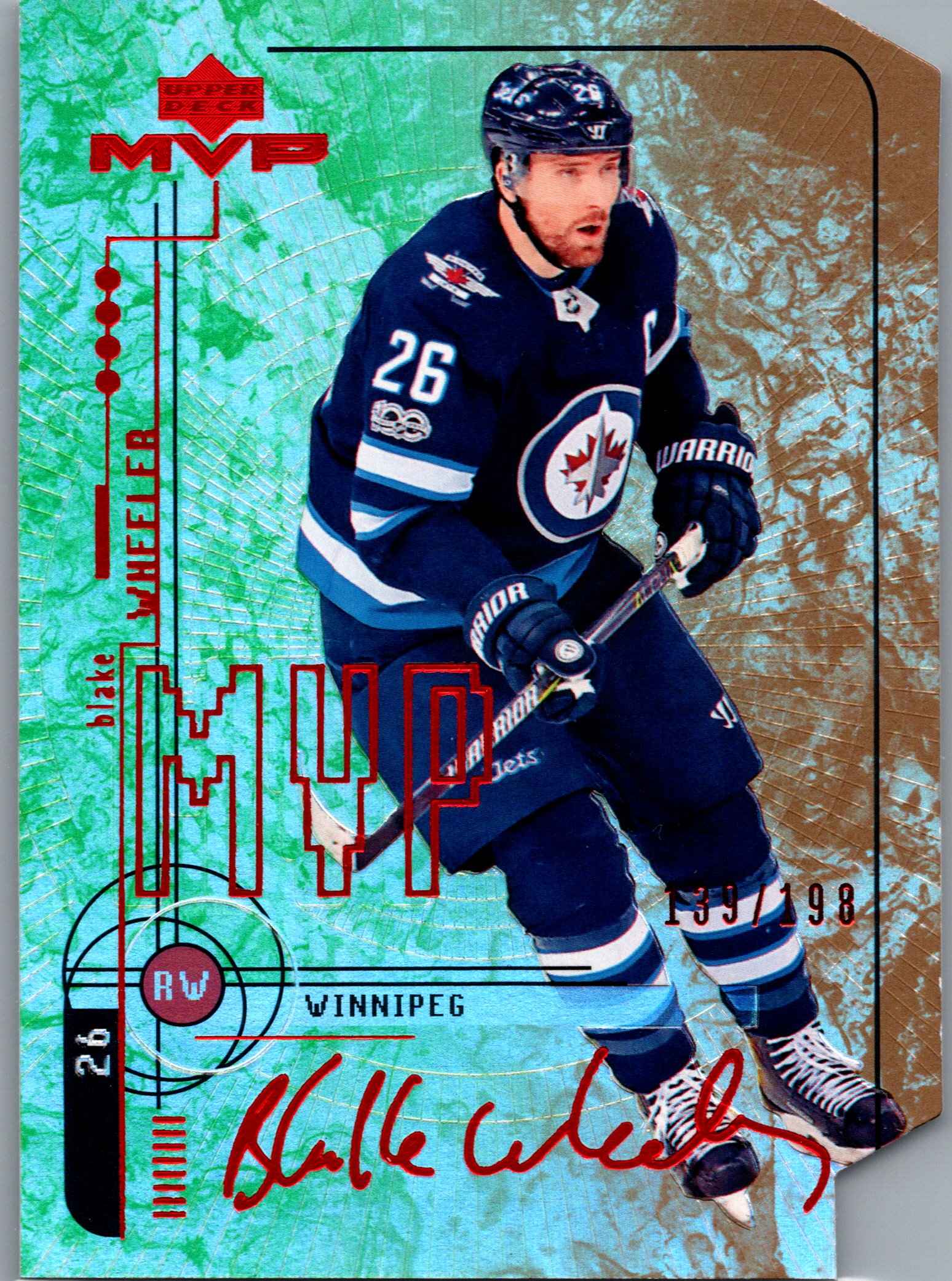 2018-19 Upper Deck MVP: 20th Anniversary Colors & Contours Blake Wheeler #31 SN198 front