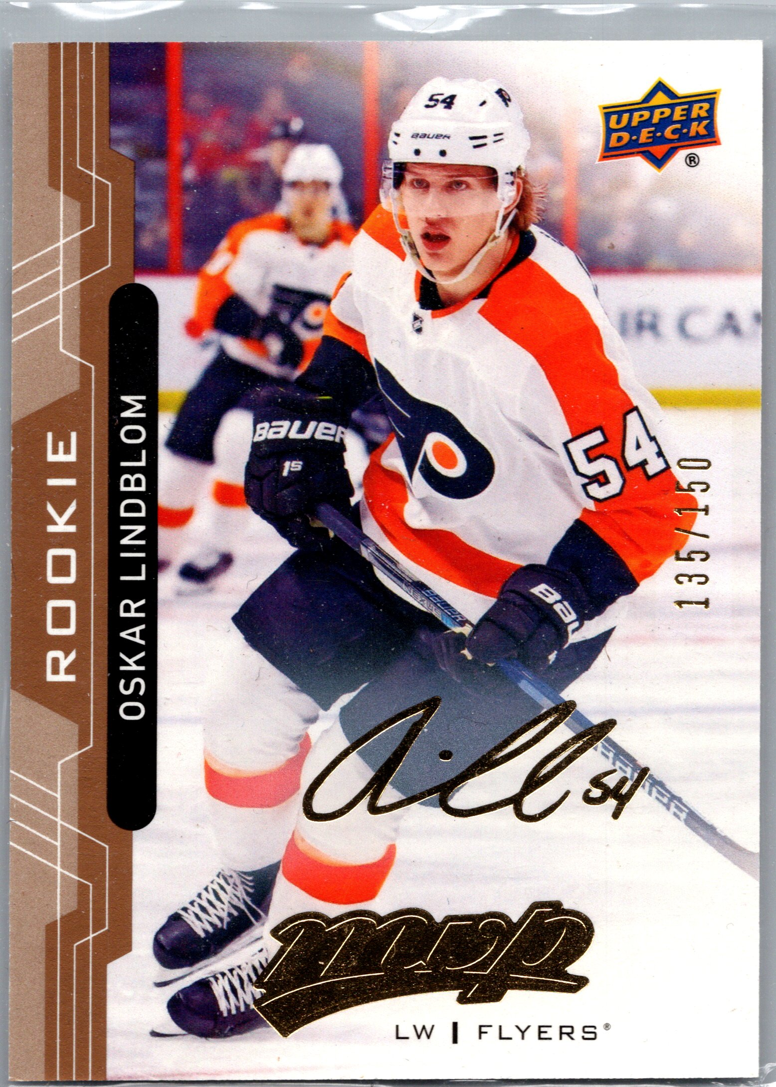 2018-19 Upper Deck MVP - Gold Script Oskar Lindblom #230 RC, SN150 front