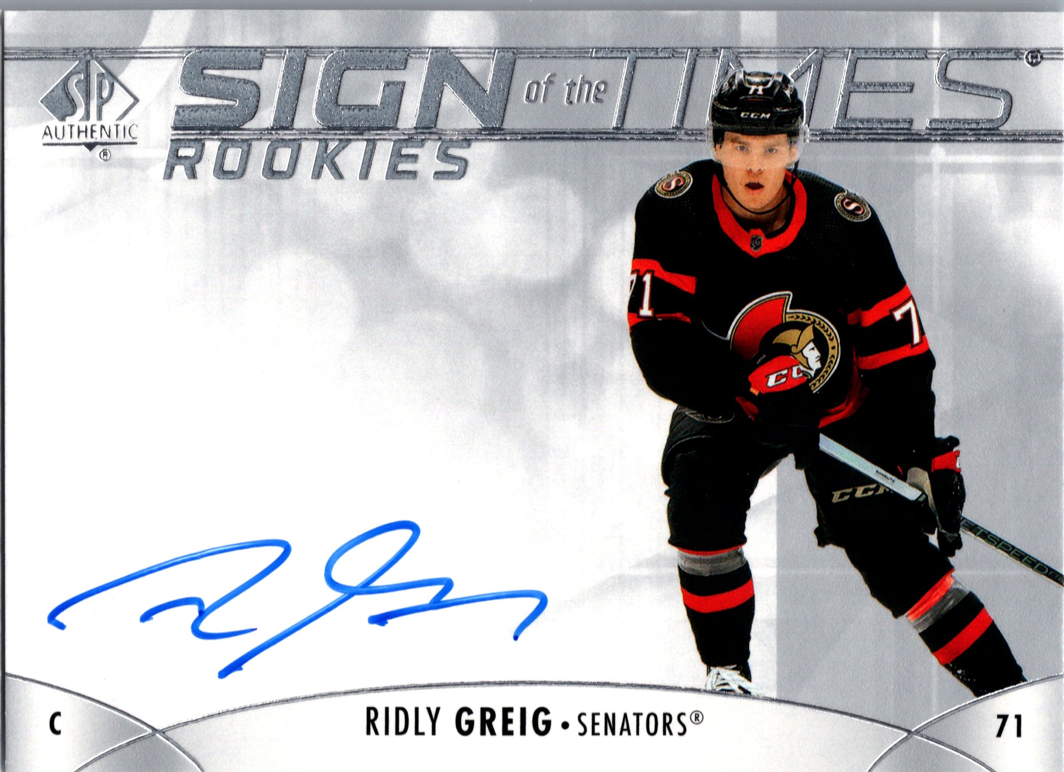 2023-24 SP Authentic - Sign of the Times Rookies Ridly Greig #SOTTR-RG AU front