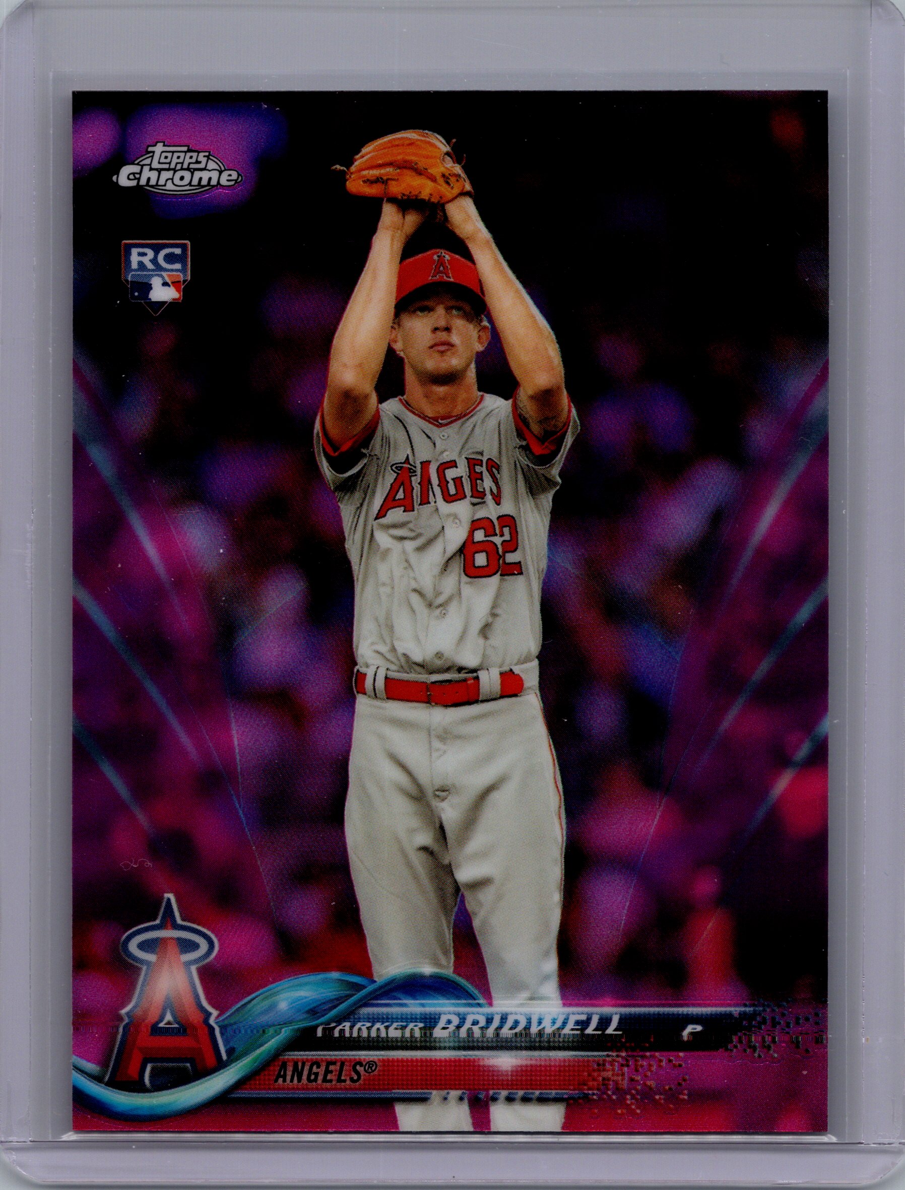 2018 Topps Chrome - Pink Refractor Parker Bridwell #77 RC front