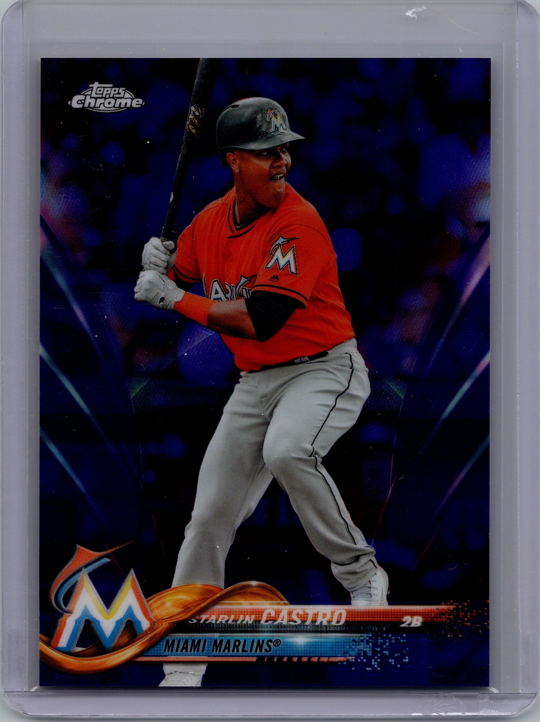 2018 Topps Chrome - Purple Refractor Starlin Castro #141 SN299 front