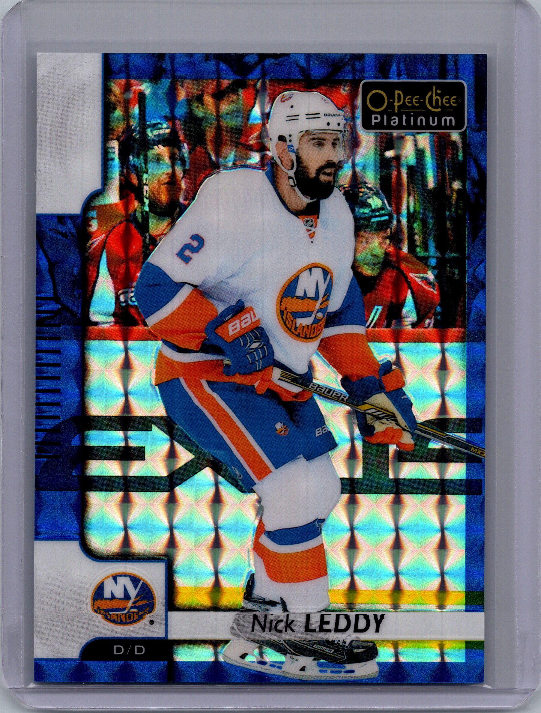 2017-18 O-Pee-Chee Platinum - Royal-Blue-Cubes Nick Leddy #63 SN99 front
