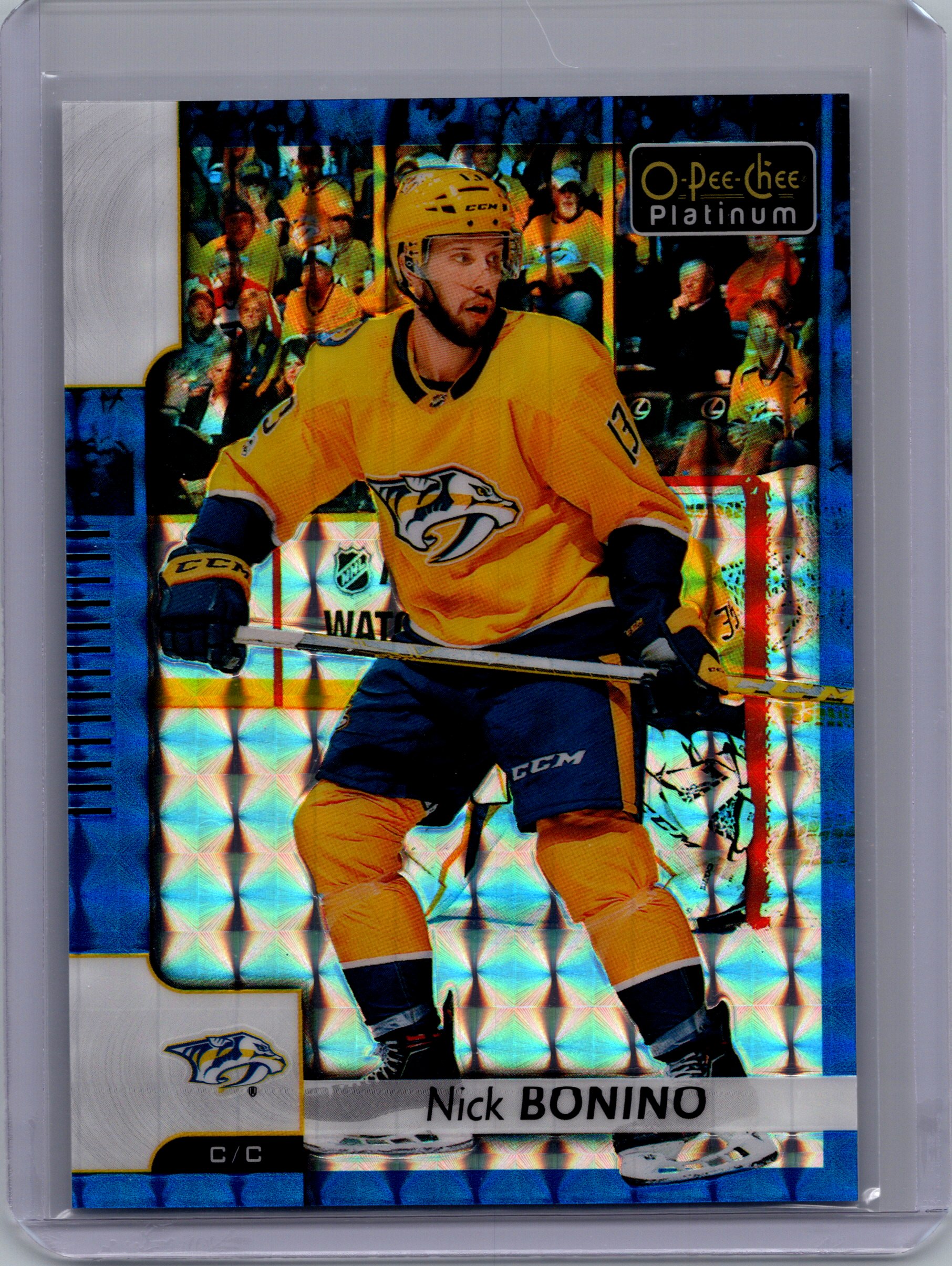 2017-18 O-Pee-Chee Platinum - Royal-Blue-Cubes Nick Bonino #47 SN99 front