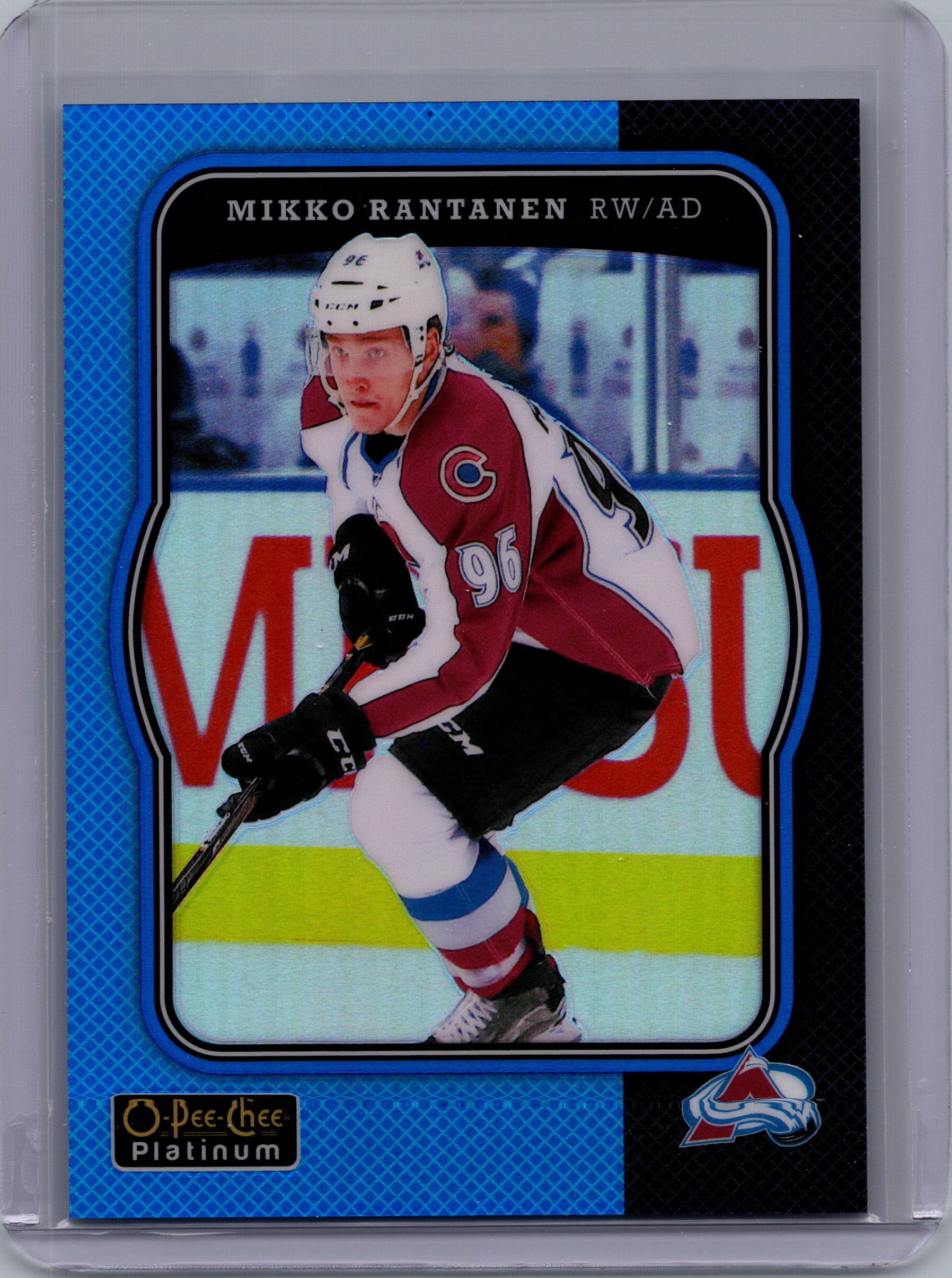 2017-18 O-Pee-Chee Platinum - Retro-Blue-Rainbow Mikko Rantanen #R-62 SN149 front