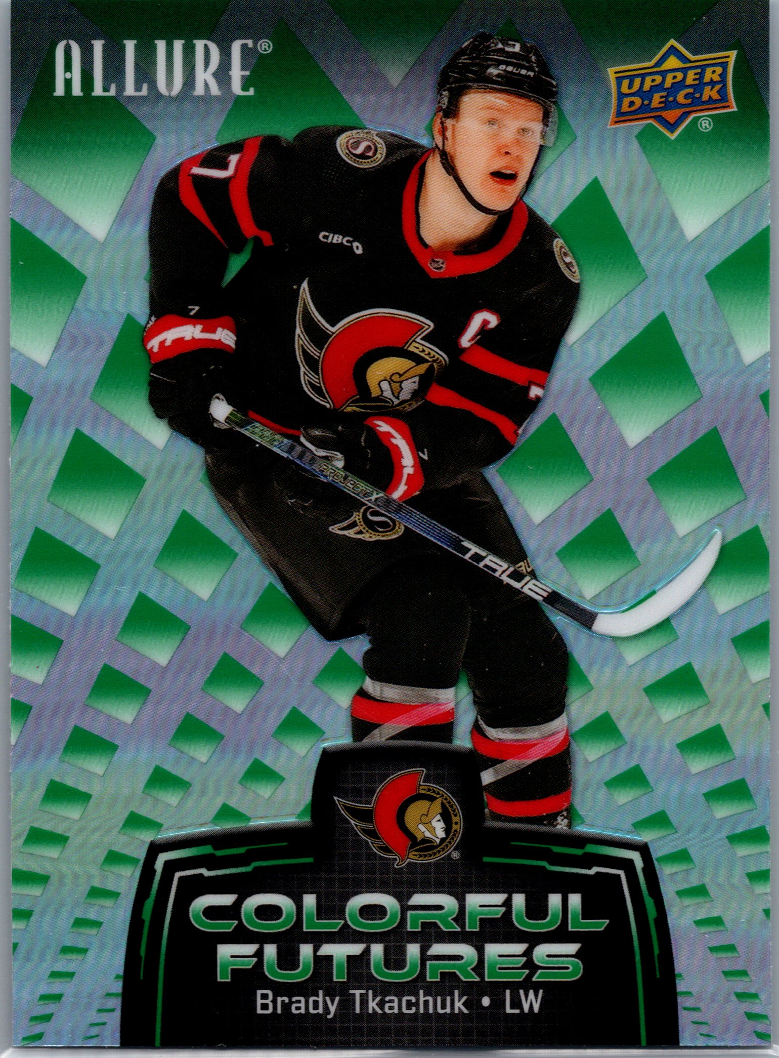 2024-25 Upper Deck Allure - Colorful Futures Green Brady Tkachuk #CF-8 front